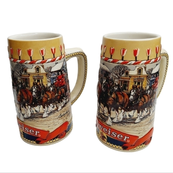 Budweiser Holiday Steins Collectible Holiday Stein Series (Year 1986) 2 Beer Mug - Picture 1 of 16